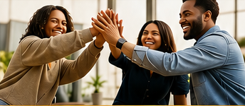 Business partners celebrating